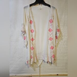 Freeway Sequence Elegant Cream and Pink Women's Robe Or Cover Up.